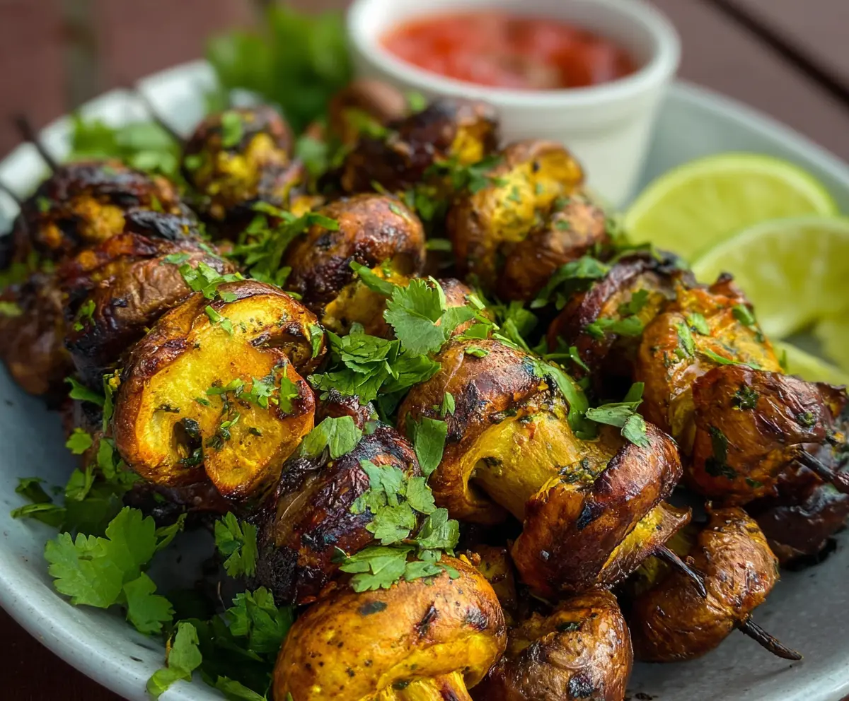 Mushroom Tikka Skewers
