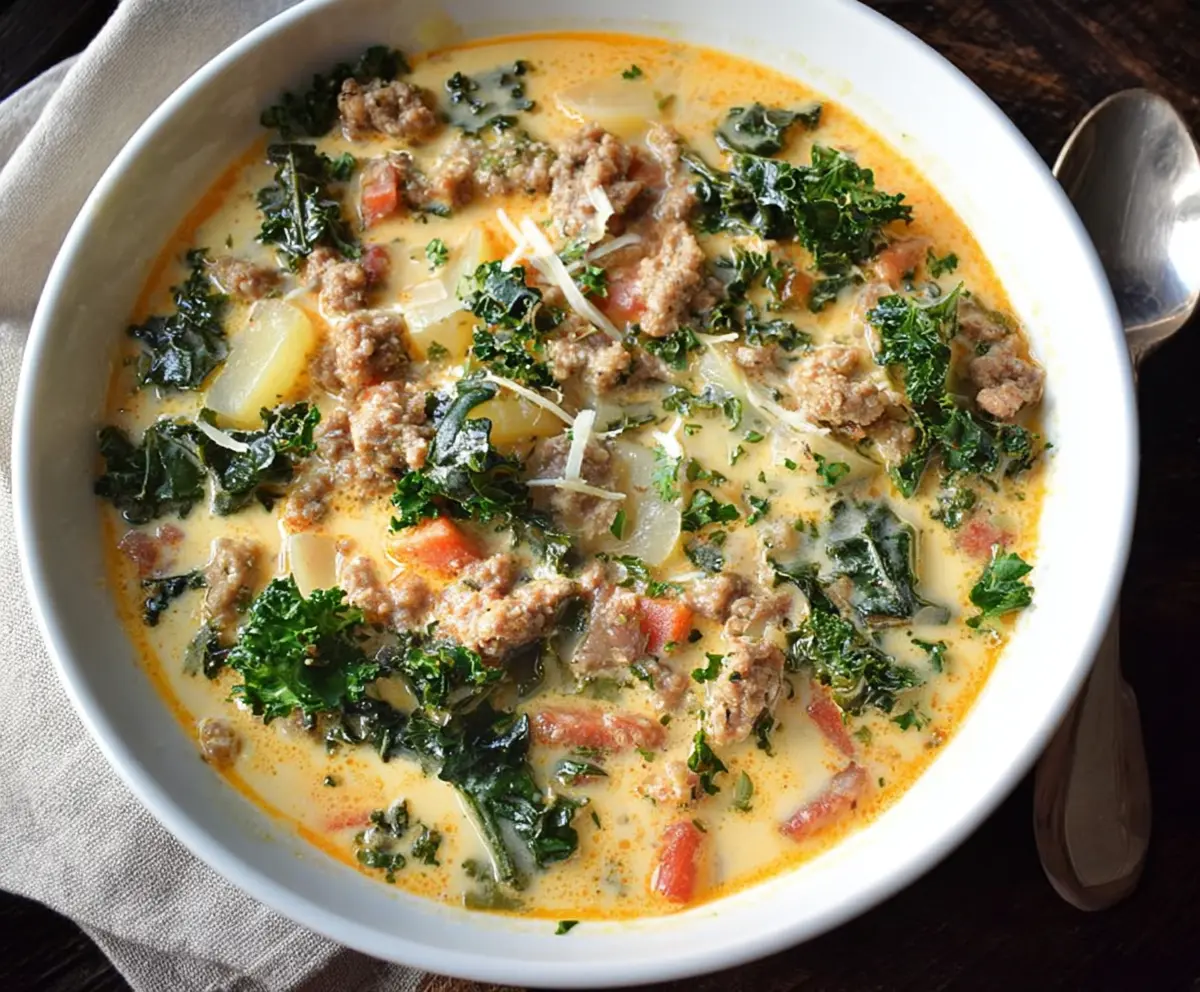 Paleo Creamy Dreamy Sausage and Kale Soup