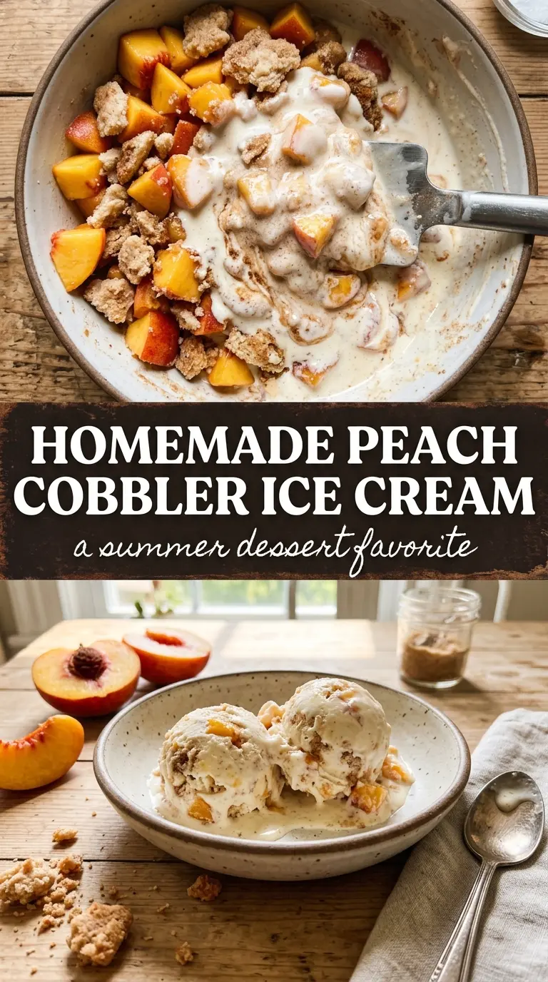 Peach Cobbler Ice Cream creamy swirled buttery