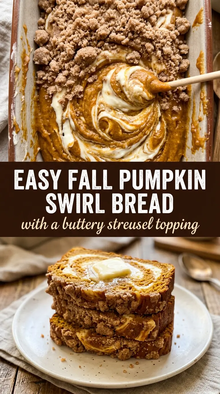 Pumpkin Cream Cheese Swirl Bread With Streusel Topping