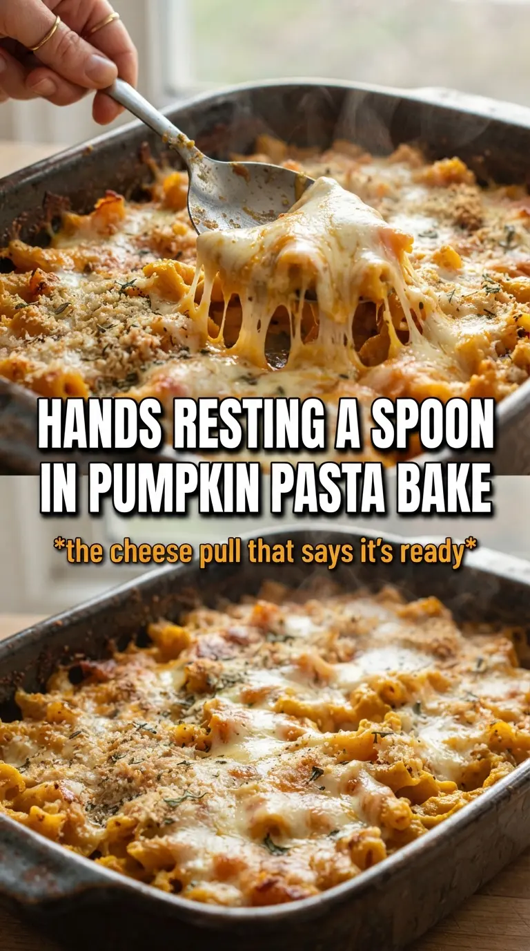 Cheesy Pumpkin Pasta Bake, creamy baked pasta, golden cheese