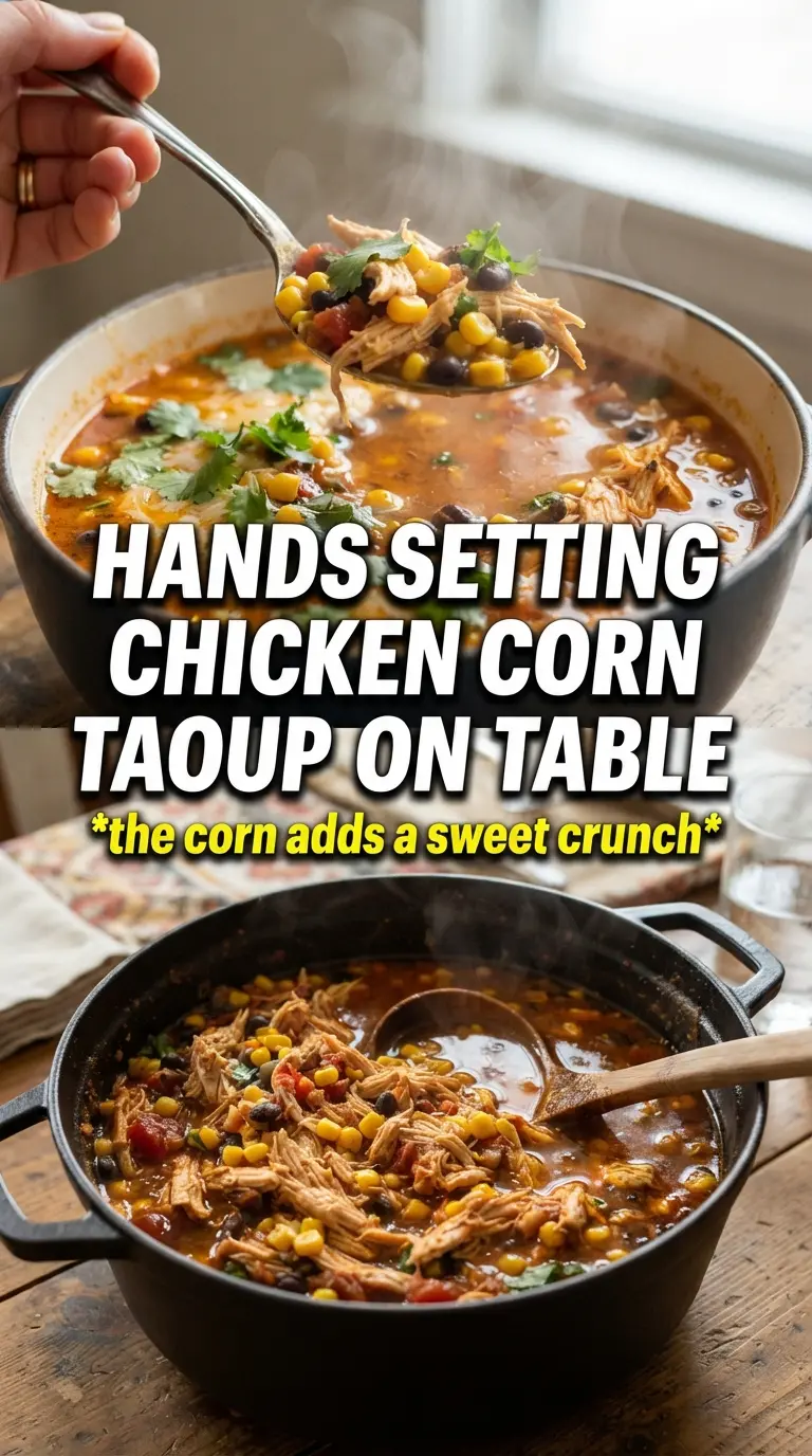 Chicken Taco Soup With Corn, hearty Tex-Mex, creamy broth