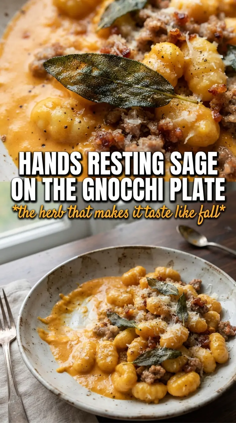 Creamy Butternut Squash Gnocchi With Sausage And Sage golden-orange creamy
