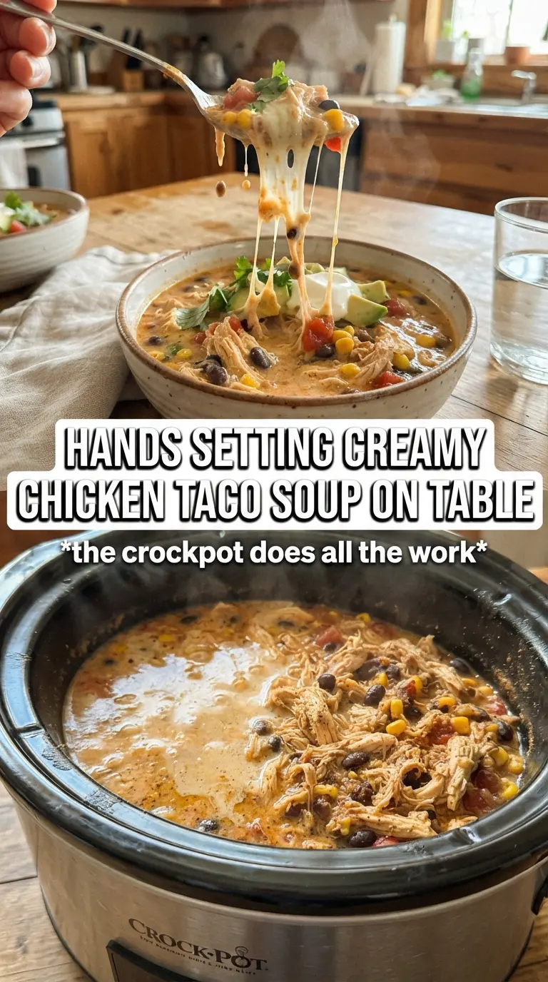 Crockpot Creamy Chicken Taco Soup creamy Tex-Mex