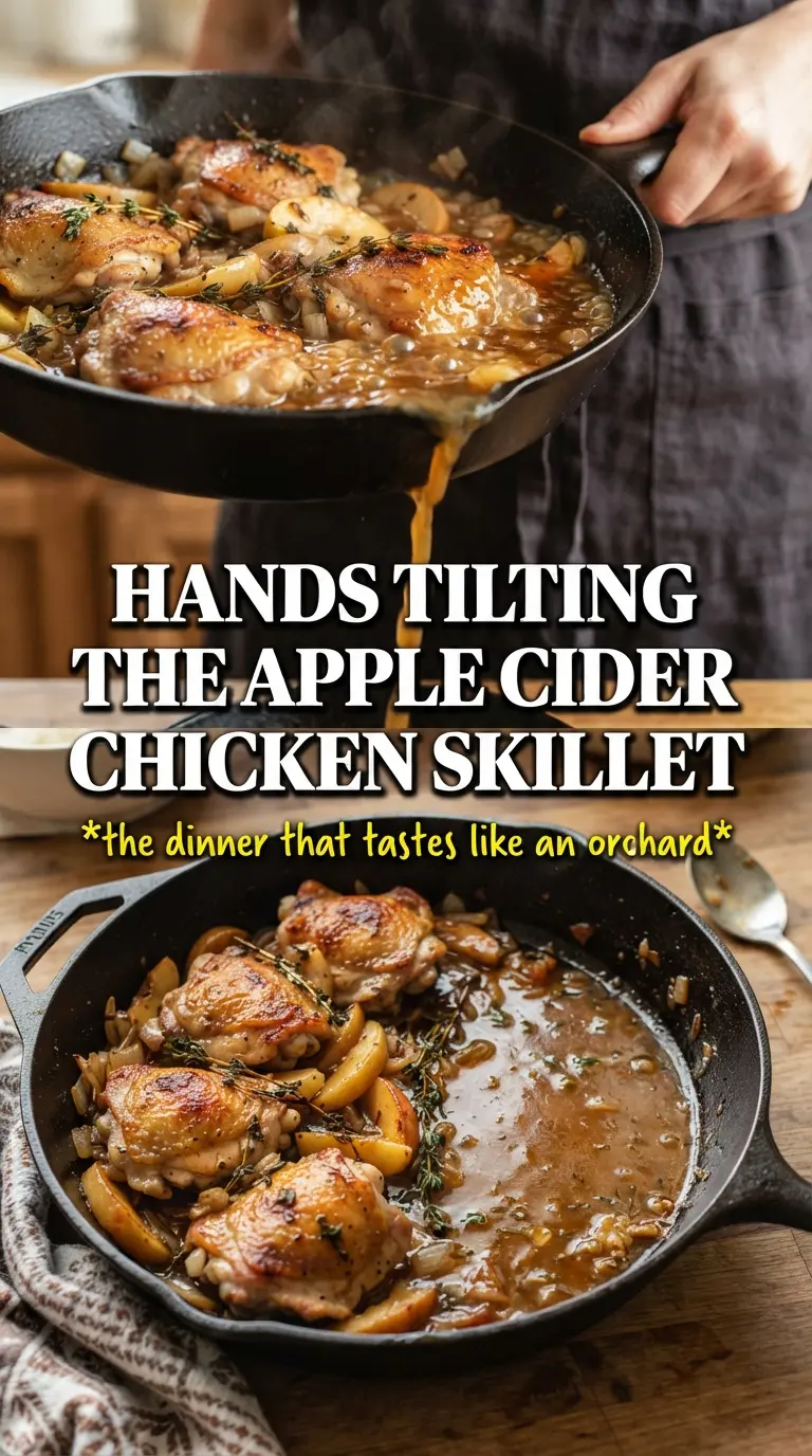 French Apple Cider Chicken golden glossy apples