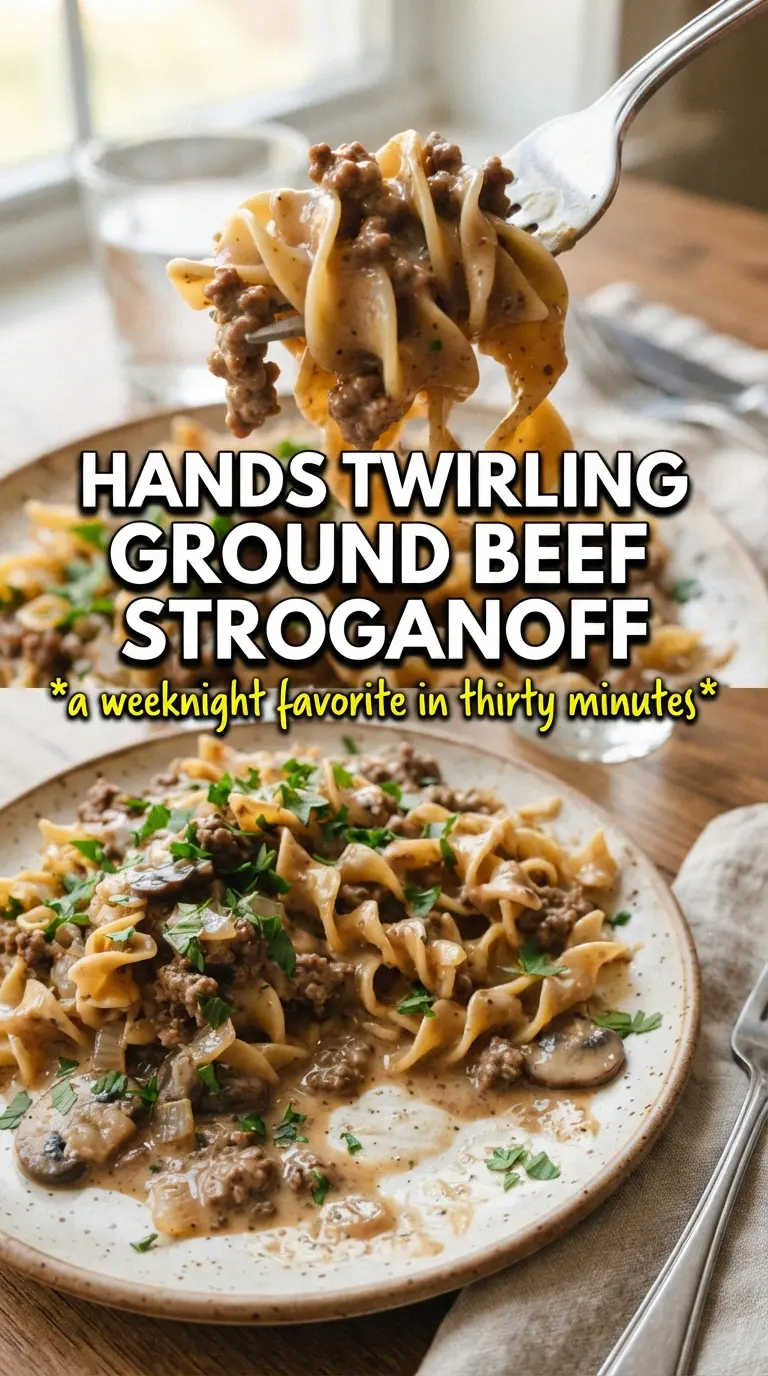 Ground Beef Stroganoff creamy mushroom egg noodles