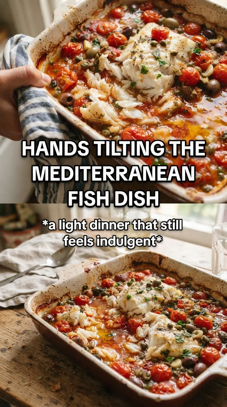 Mediterranean Baked Fish flaky tomatoes olives
