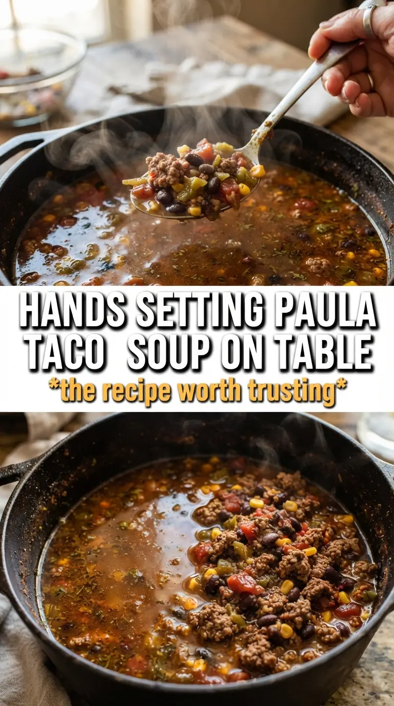 Paula Deen taco soup hearty cheesy